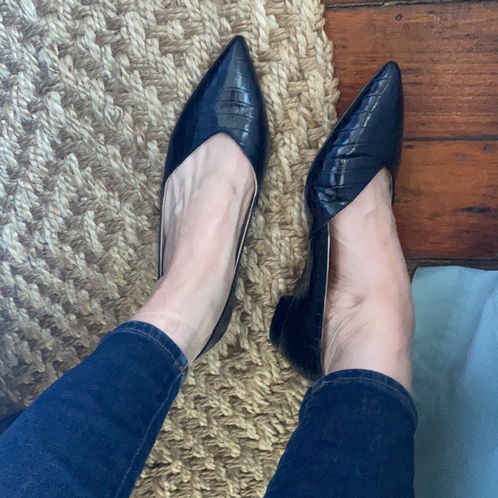 Croc embossed point toe flats